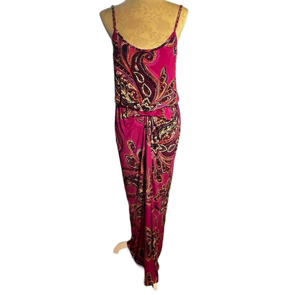 Elegant Pink Paisley Maxi Dress